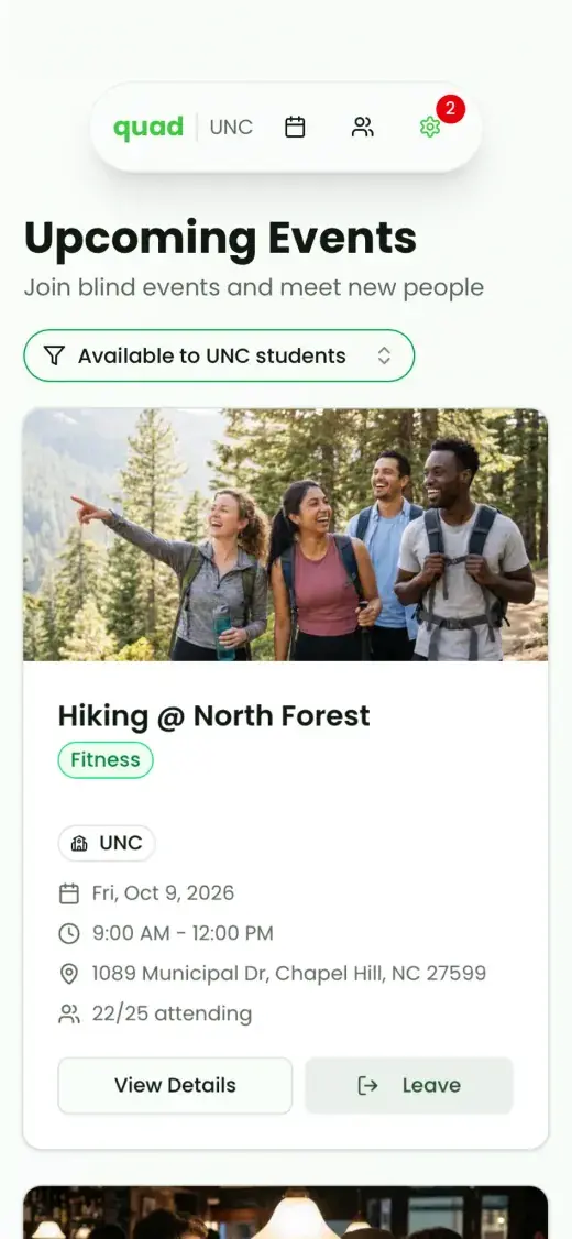 Events feed screenshot