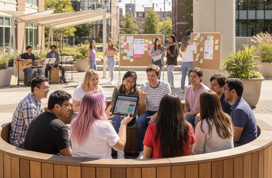 Students gathered at an event